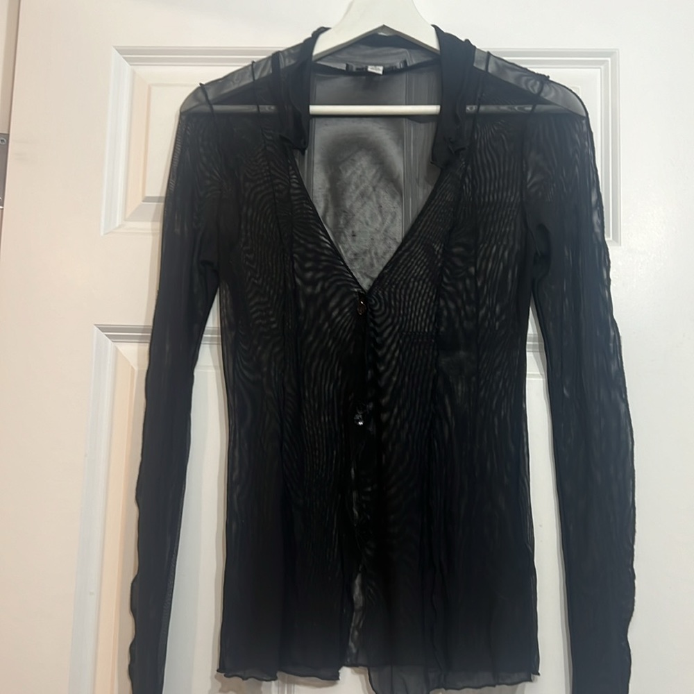 Mesh Button-Down Top - Picture 2 of 2